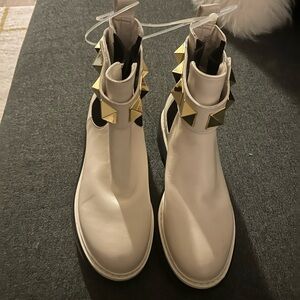 Michael Kors Stark White and Gold Ankle Boots
